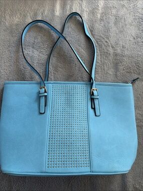 Blue Studded Tote Bag - Women's Shoulder Handbag (see all photos for call outs)